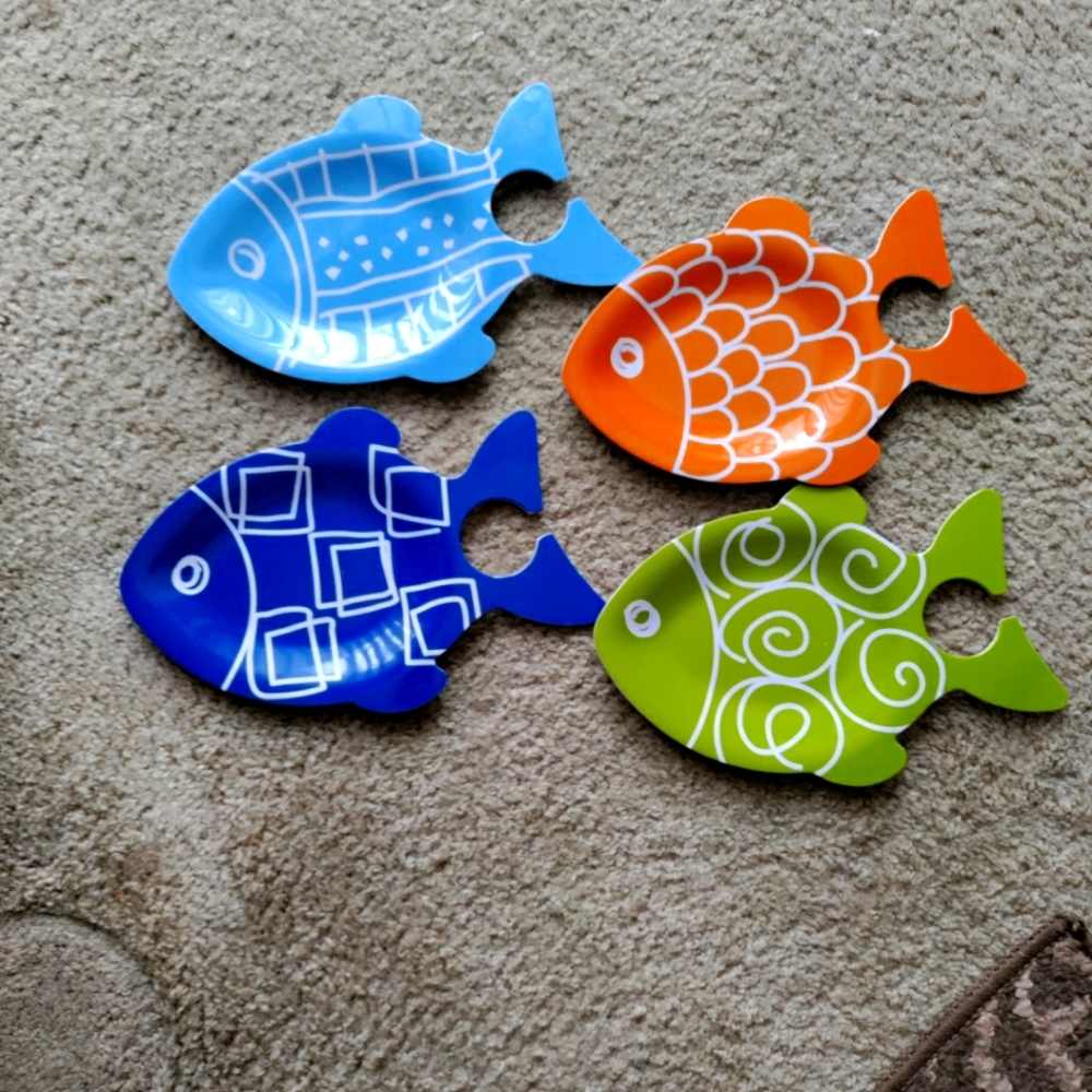 Fish plates 4 with holder for wine 🍷
